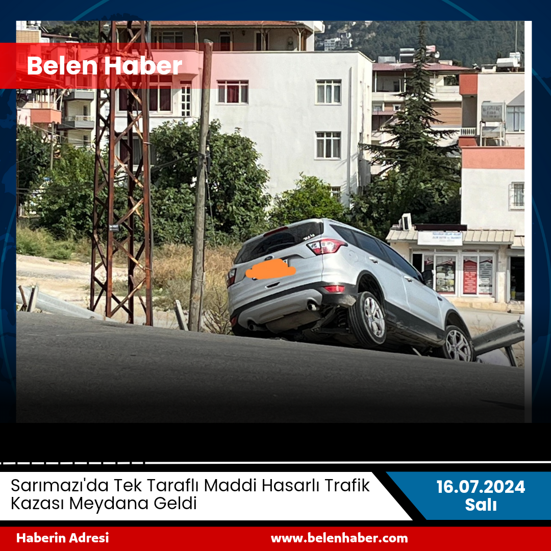 Sarımazı'da Tek Taraflı Maddi Hasarlı Trafik Kazası Meydana Geldi 